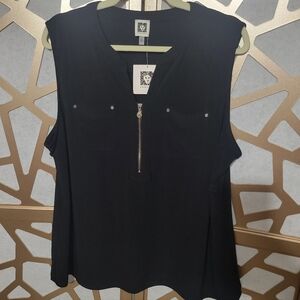 NWT ANNE KLEIN Black Tank Top With Studded Detailing